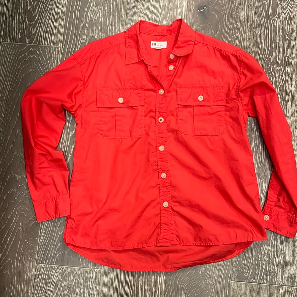 GAP Red Button-Up Utility Shirt - Size S